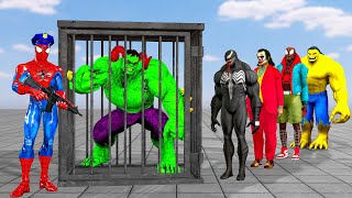 Spidermans mission prevent Crime prison Team Bad Guy vs Hulk terrorizing the Peaceful City [upl. by Agle]