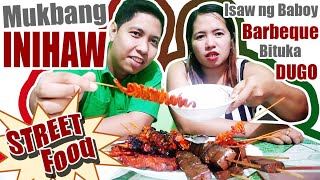 Filipino Street Food Mukbang  Isaw ng Baboy Bituka Dugo at Barbeque Taytay Philippines [upl. by Elimaj30]