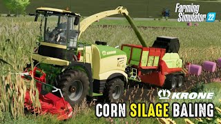 Corn Silage Machine Krone BIG X 1180 amp Pottinger Impress Baler  Farming Simulator 22 [upl. by Natividad]