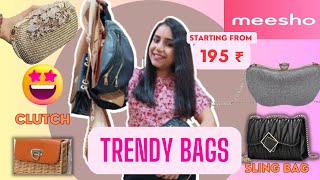 HUGE💚 8 Best quality meesho bag haulstarting from 195 rs 😍sling bag clutch for party wedding [upl. by Dragde]