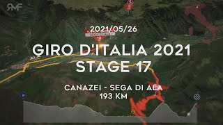 Giro dItalia 2021  Stage 1721 Canazei  Sega di Ala  Route parcours animation amp profile [upl. by Butch634]