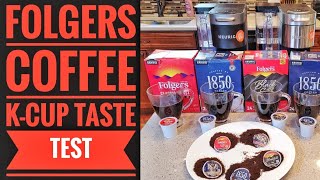 Folgers 1850 Coffee Keurig KCup Taste Test Classic Pioneer Blend Black Silk Trailblazer Black Gold [upl. by Enybor509]