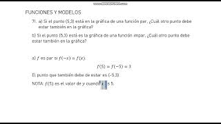 71 a Si el punto 5 3 está en la gráfica de una función par ¿Cuál otro punto debe estar [upl. by Ken]