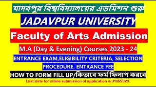 Jadavpur University PG Admission 2023JU MA ADMISSION 2023HOW TO FORM FILL UP [upl. by Ahsiemal]