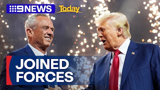 RFK Jr abandons US presidential campaign and backs Trump  9 News Australia [upl. by Gaulin]