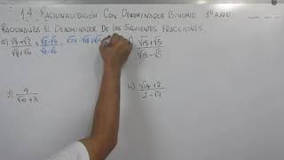 14 RACIONALIZACION CON DENOMINADOR BINOMIO 1º AÑO DE BACHILLERATO [upl. by Urina]