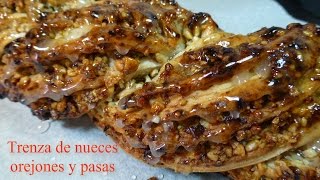 Trenza de nueces orejones y pasas Receta paso a paso [upl. by Kciredohr]