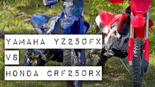 Yamaha YZ250FX vs Honda CRF250RX Mountain Single Track Final Review WINNER ANNOUNCED [upl. by Tizes]