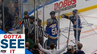 GOTTA SEE IT Binnington amp Blues Furious After Sharks Win Game 3 On Controversial OT Goal [upl. by Sheilah]