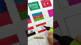 Lebanon flag art 🇱🇧 All country flag art challenge part 34 shorts drawing [upl. by Niarda]