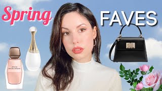 SPRING FAVORITES  Most worn perfumes skincare handbags shoes [upl. by Alyhs]