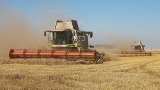 Moisson 2012 Claas Lexion 570 x2  wheat harvest [upl. by Nylssej]