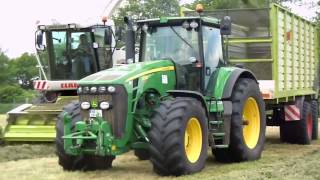 Grassilage 2013  1Schnitt  John Deere6210R amp 8330 amp ClaasJaguar890 amp Fendt824 [upl. by Kayle993]