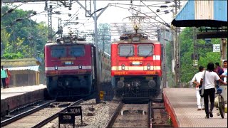 12 in 1 RED BEAST WAP4 Locomotive Trains 90° Sharp Curve at FULL Speed Indian Railways [upl. by Miharba]