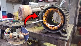 Amazing Technique of  Single phase  Electric Motor Hand Rewinding  pk super skills [upl. by Arek795]