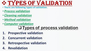 Validation in pharmaceutical industry l Types of validation in hindil Impotance of validation hindi [upl. by Elyag]