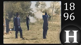 1896  France  Pistol duel between two men Colorized [upl. by Harman]