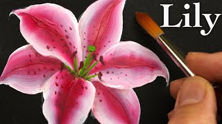 Lily painting tutorial with acrylic  in 3 Minutes [upl. by Coleman]