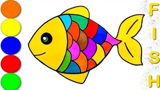 Fish Drawing For Beginners  How to Draw Fish Step By Step  Easy Fish Drawing With colors kids [upl. by Nrevel]