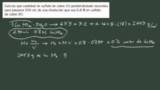 14 Ejercicio 14 disoluciones sulfato de cobre II pentahidratado [upl. by Adnert]