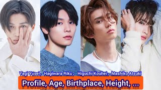 Hagiwara Riku，Yagi Yusei， Higuchi Kouhei，Mashiko Atsuki  Profile Age Birthplace Height [upl. by Herta]