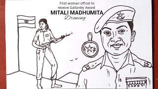 gallantry award winners Mitali Madhumita drawingCBSEveer gatha project [upl. by Eelnyl833]