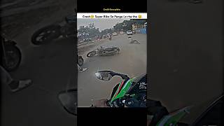 Crash💥Chhapri Rider want to Race with Kawasaki Ninja Zx10r 😂shorts bike rider zx10r crash [upl. by Lindly]