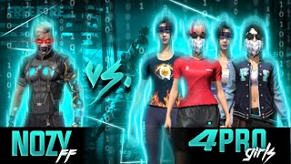 NOZY 👑⚔️ vs 4 TRYHARDS GIRL💗  Free Fire 1vs4 Gameplay 😳 [upl. by Tryck]