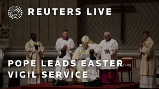 LIVE Pope leads Easter vigil service inside St Peters Basilica [upl. by Annovahs301]