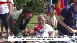 Cientos de ciudadanos participan en la procesión de la Virgen del Carmen en Suances [upl. by Asoral]