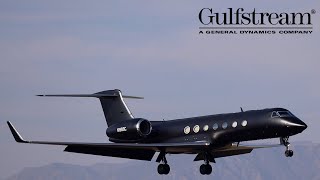 ALL BLACK Gulfstream G550  Van Nuys Airport Plane Spotting [upl. by Argent961]