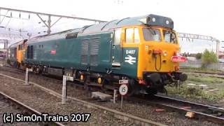 BR Class 87 87002 amp Class 50s 50007 and 50049 1Z50 The Caledonian at Crewe 7th October 2017 [upl. by Araf]