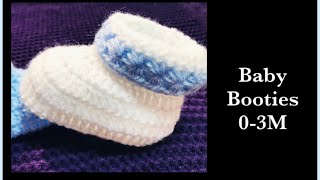 LEFT Handed How to Crochet easy star stitch cuffed baby booties  shoes  boots beginners 03M 178 [upl. by Langbehn]