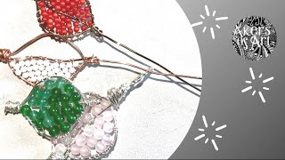 Wire Wrapped Leaf With Beads  Tutorial [upl. by Eeresid]