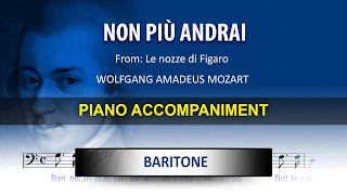 Non più andrai  Karaoke piano  Wolfgang Amadeus Mozart  Baritone [upl. by Ynaffit]