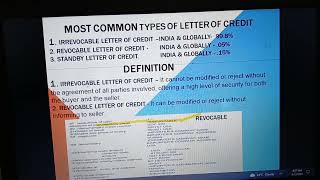 practical training2 Most Common Type of letter of credit and definition [upl. by Dabbs187]