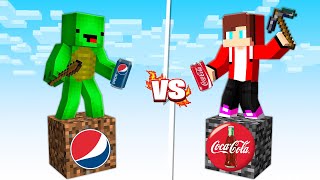 JJ On COLA ONE BLOCK Vs Mikey On PEPSI ONE BLOCK In Minecraft  Maizen [upl. by Jd]