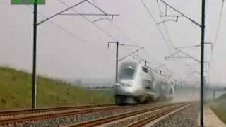 French set new rail speed record TGV 574 kmh  432007 [upl. by Fax]