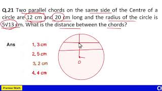 Two parallel chords on the same side of the Centre of a circle are 12 cm and 20 cm long and the radi [upl. by Asiaj]