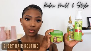 How I Relax Mold And Style My Hair At Home  Short Relaxed Hair Routine  Zuki Williams [upl. by Helbonia]