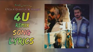 4U REMIX  EMIWAY × MAANU SONG LYRICS 🔥🎉trend youtubeshorts 1million emiwaybantai [upl. by Ott]