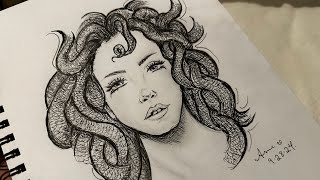 Trying to draw Medusa 🐍🌸 [upl. by Nerrag]