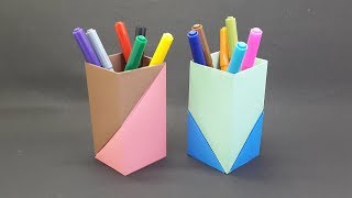 Paper Pen Holder Easy  How To Make Paper Pencil Stand  DIY Handmade Origami Pen Stand [upl. by Buskirk592]