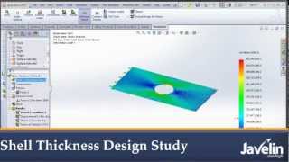 SolidWorks Simulation  Using the Shell Thickness as a Variable in a Design Study [upl. by Tnomel978]