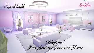 Pink Aesthetic Futuristic House  Living room amp Kitchen  Adopt me  Speed build [upl. by Faruq873]