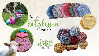 Sitzkissen häkeln  rundes Kissen häkeln  Häkelanleitung [upl. by Sev]