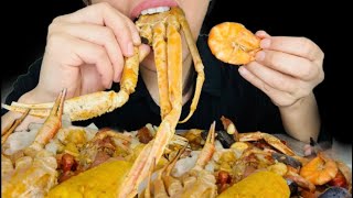 MUKBANG ASMR EATING SEAFOOD DUMPLINGS AND CORNS [upl. by Ianthe167]