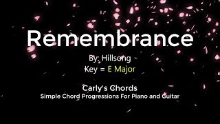 Remembrance  Hillsong  KEY E Maj [upl. by Bennink]