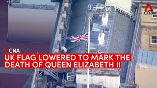 UK flag lowered at Buckingham Palace to mark the death of Queen Elizabeth II [upl. by Watkin]