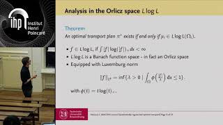 Quadratically regularized optimal transport  Lorenz  Workshop 1  CEB T1 2019 [upl. by Nosirrah]